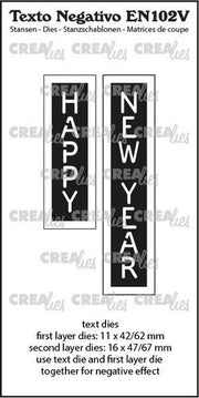 Crealies Texto EN: HAPPY NEW YEAR (verticaal) max. 16x47/67mm (EN102V) *