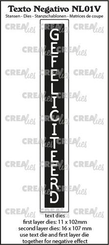 Crealies Texto Negativo Die GEFELICITEERD - NL (V) max. 16x107mm (NL01V) *