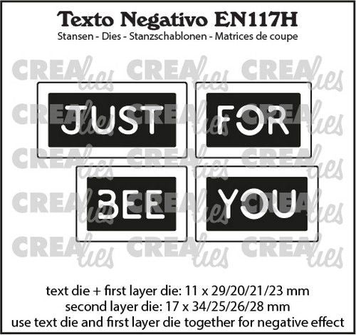 Crealies Texto Negativo JUST BEE/FOR YOU (H) - (ENG) max. 17 x 34 mm (EN117H) *