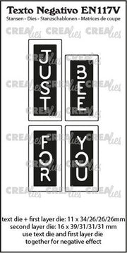 Crealies Texto Negativo JUST BEE/FOR YOU (V) - (ENG)  max. 16 x 39 mm (EN117V) *