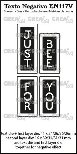 Crealies Texto Negativo JUST BEE/FOR YOU (V) - (ENG)  max. 16 x 39 mm (EN117V) *