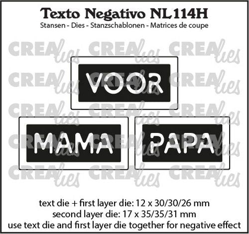Crealies Texto Negativo VOOR MAMA PAPA (H) - (NL) max. 17 x 35 mm (NL114H) *