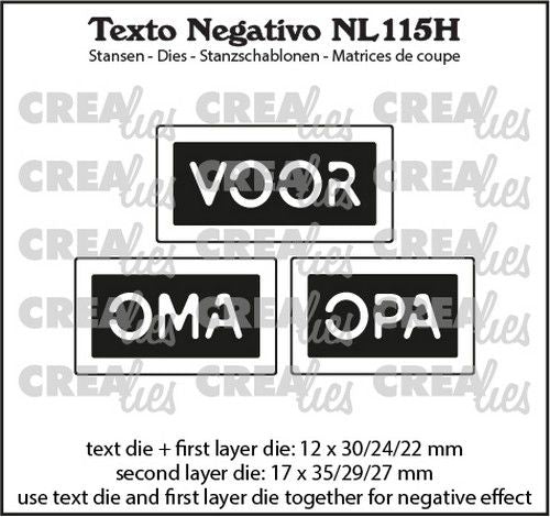 Crealies Texto Negativo VOOR OMA OPA (H) - (NL) max. 17 x 35 mm (NL115H) *