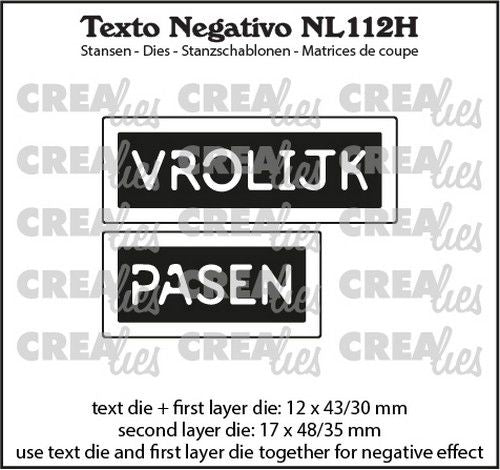 Crealies Texto Negativo VROLIJK PASEN - NL (H) max 17x48/35mm (NL112H) *