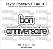 Crealies Texto Positivo bon anniversaire - FR (H) 20x11 - 62x11mm (POSFR102) *