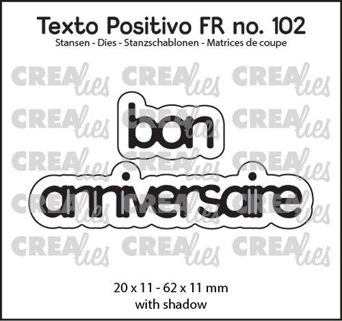 Crealies Texto Positivo bon anniversaire - FR (H) 20x11 - 62x11mm (POSFR102) *