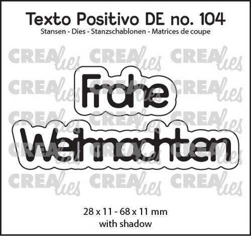 Crealies Texto Positivo Frohe Weihnachten - DE (H) 28x11 - 68x11mm (POSDE104) *