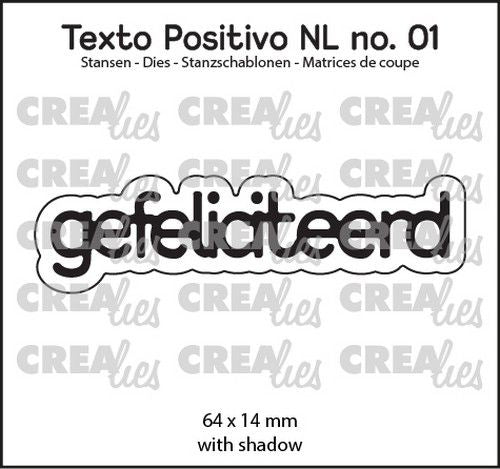 Crealies Texto Positivo gefeliciteerd - NL (H) POSNL01 64x14 mm *