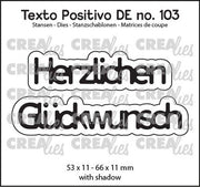 Crealies Texto Positivo Herzlichen Glückwunsch - DE (H) 53x11 - 66x11mm (POSDE103) *