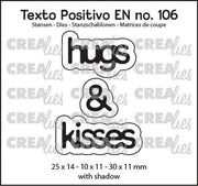 Crealies Texto Positivo hugs & kisses - EN (H) 25x14 - 10x11 - 30x11mm (POSEN106)  *