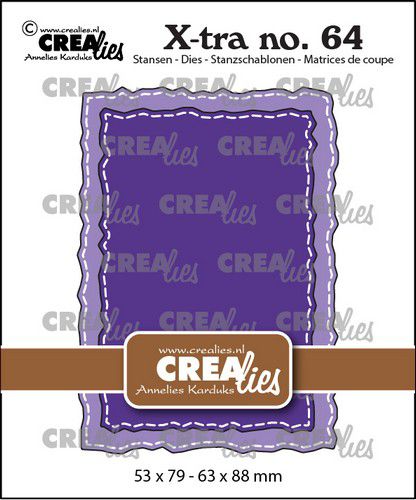 Crealies Xtra no. 64 ATC ruwe randen met stiksteeklijn CLXtra64 53x79 - 63x88mm  *