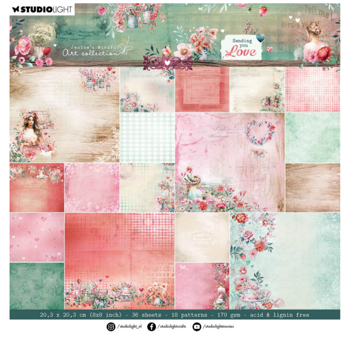 Studio Light • Jenine's Mindful Art Designer Paper Pad Sending You Love Backgrounds (JMA-SYL-DPP289) *