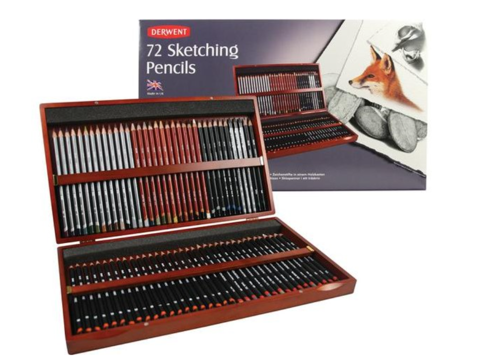Derwent Schetspotloden set 72 Stuk in Houten Kist (DSK2301902) *