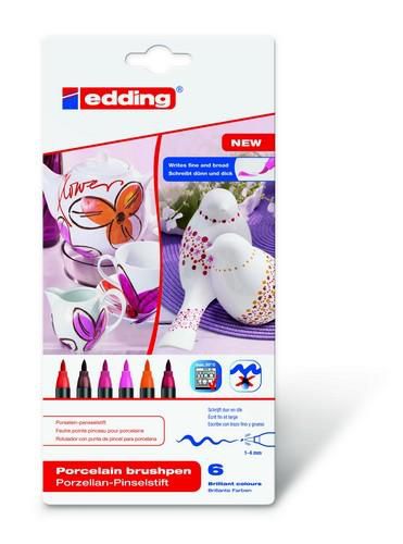 edding-4200 porselein brushpen set van 6ST 1-4 mm (4-4200-6999)