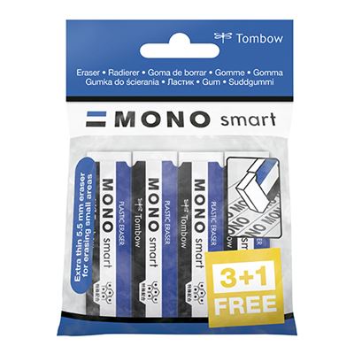 Tombow ET-ST-4P Mono Smart Precisiegum, 9 g, 4 stuks