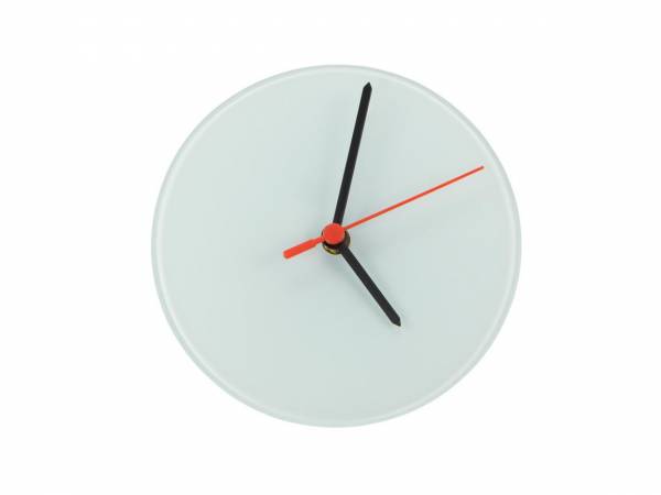 Glazen Klok, 18 cm Rond, Zwart/Rode Plastic wijzers (SGC.180.180.003)