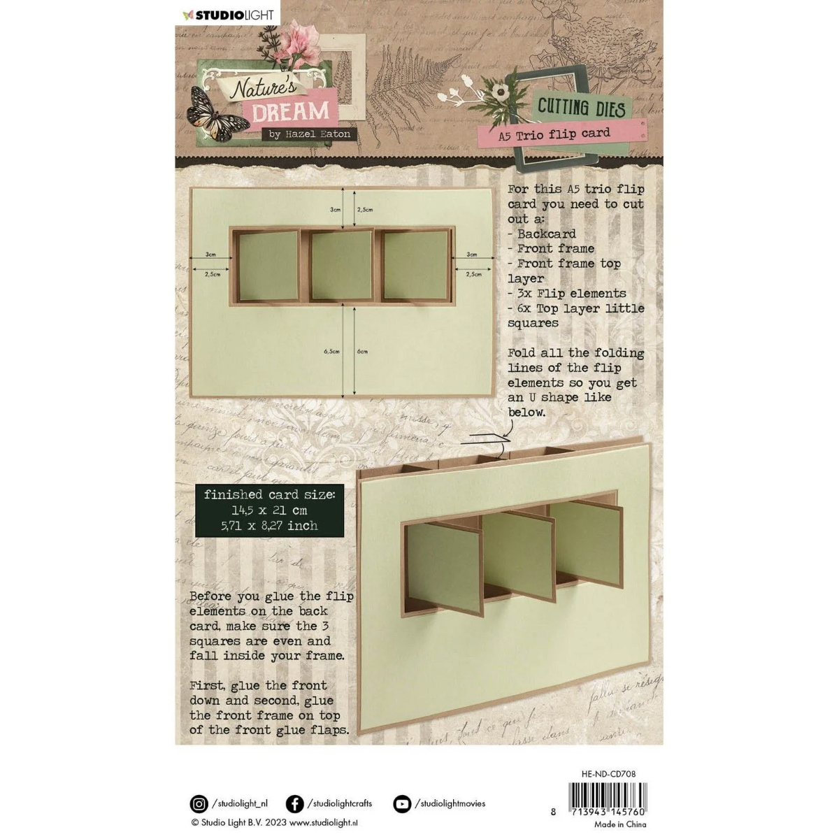 Studio Light • Natures Dream Cutting Dies A5 Trio Flip Card - CD708*