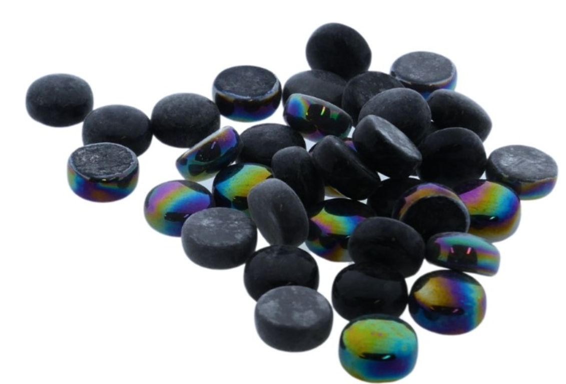 Glas Mozaïek 150 gr Rond Zwart 1,2x0,6 cm (HG1420) *