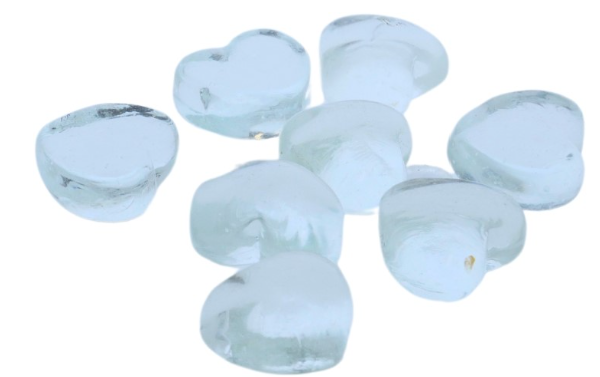 Glas Mozaïek 150 gr Transparant Hart 2,3x1 cm (HG1421) *