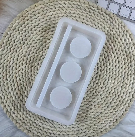 Siliconen Gietmal - Met 3 gaten voor waxine licht en een richel voor foto's (HR2033)