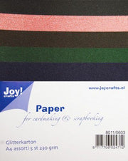 Joy! Crafts Glitter karton A4, set 3 8011/0603 assorti - 5 vel - 230gsm - OPRUIMING