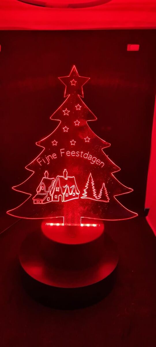 Kerstboom - Plexiglas plaatje voor in LED-lampje (17,5x20cm)