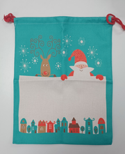 Sublimatie Kerstzak - Groen - met groen trekkoord