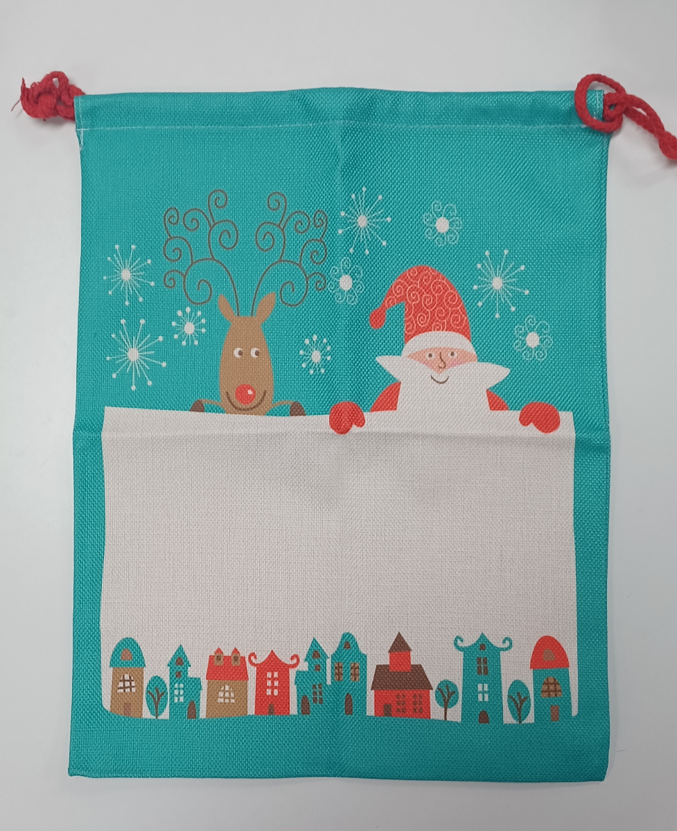 Sublimatie Kerstzak - Groen - met groen trekkoord