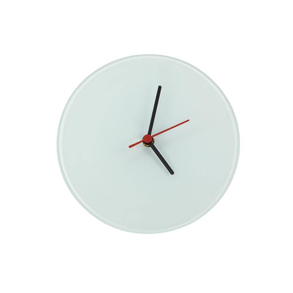 Glazen Klok, 29 cm Rond, Zwart/Rode Plastic wijzers (SGC.290.290.003)