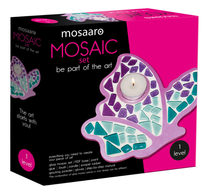 Mosaaro Mozaiek set Glas Mozaiek Kaarsenhouder Vlinder (MA1004) *