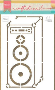 Marianne D Craft Stencil muziek luidspreker by Marleen PS8062 210x149mm  (AFGEPRIJSD)