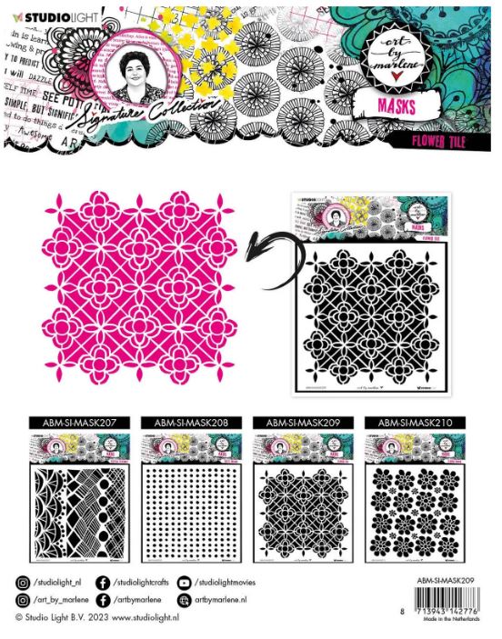Studio Light • Signature Collection Mask Stencil Flower Tile Art (ABM-SI-MASK209) *
