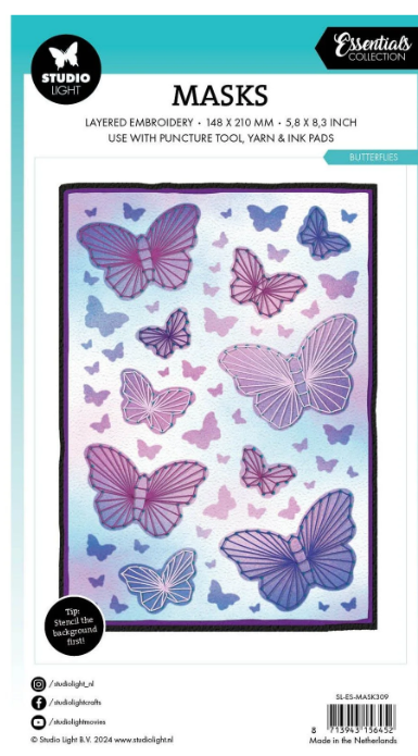 Studio Light • Essentials Puncture Tool Mask Butterflies - MASK309*