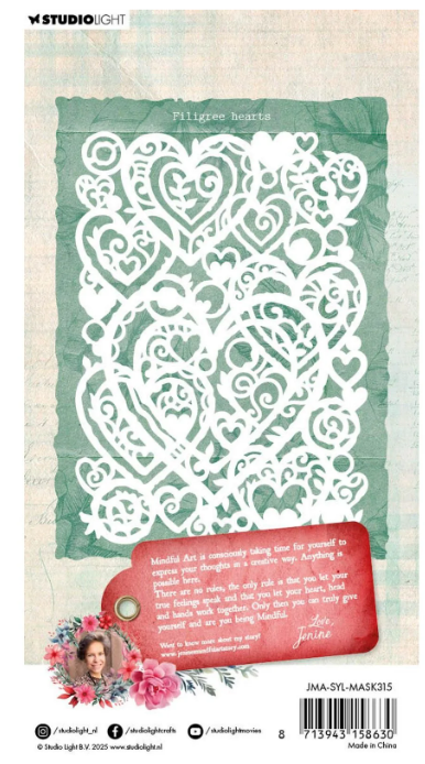 Studio Light • Jenine's Mindful Art Mask Sending You Love Filigree Hearts (JMA-SYL-MASK315) *