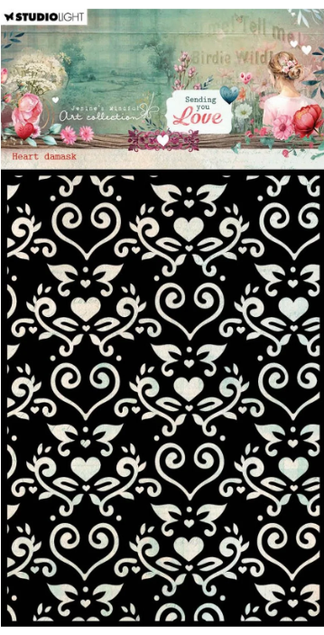 Studio Light • Jenine's Mindful Art Mask Sending You Love Heart Damask (JMA-SYL-MAKS316) *