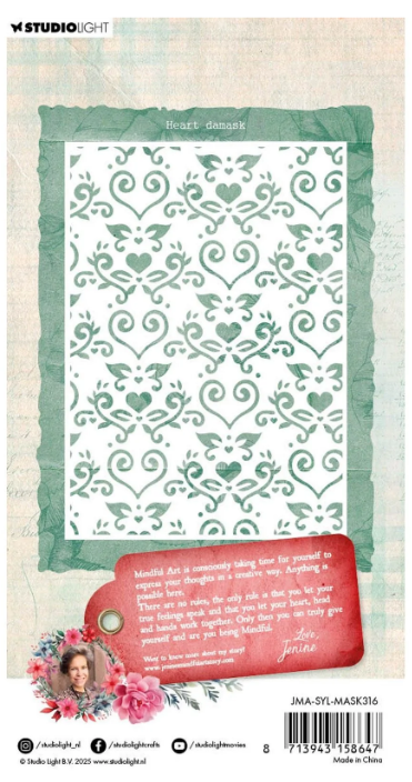 Studio Light • Jenine's Mindful Art Mask Sending You Love Heart Damask (JMA-SYL-MAKS316) *