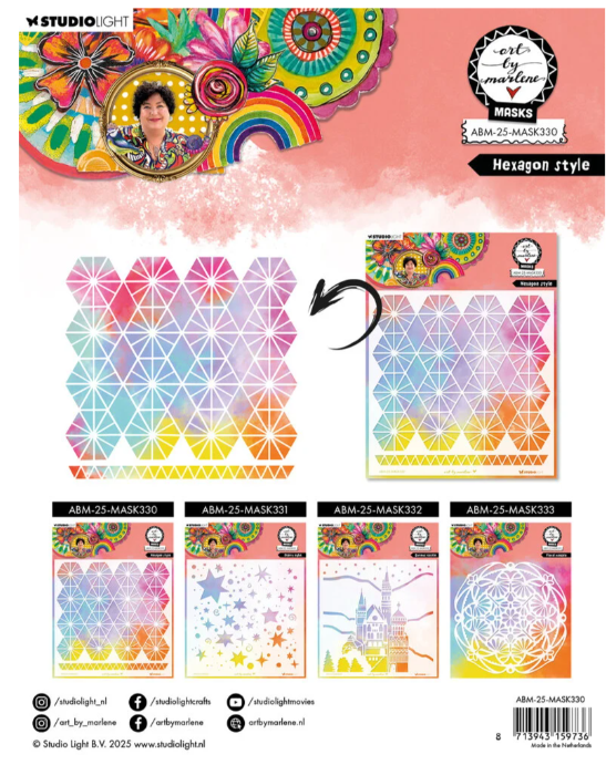 Studio Light • Art By Marlene Mask Stencil Hexagon Style (ABM-25-MASK330) *