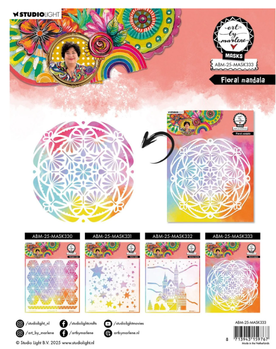 Studio Light • Art By Marlene Mask Stencil Floral Mandala (ABM-25-MAKS333) *