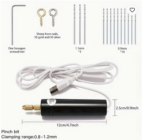 USB-aangedreven Mini Elektrische Boorset met Bits en toebehoren