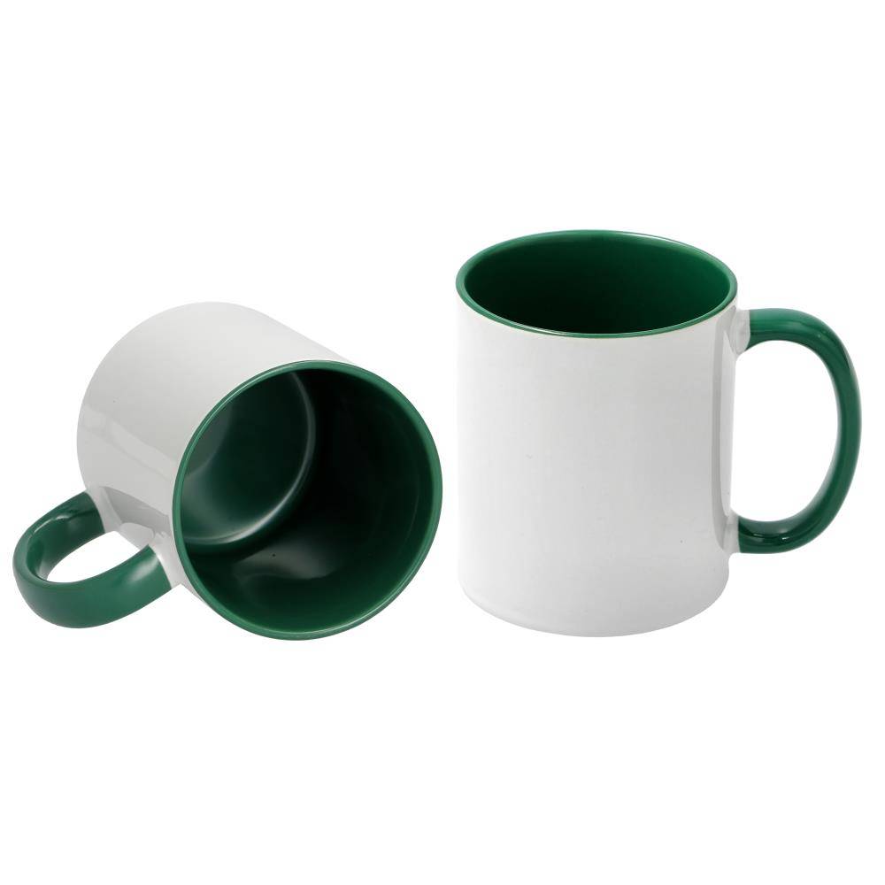 11oz mok wit met gekleurde binnenkant en gekleurde handvat (Donkergroen) (SPM.082.096.028)