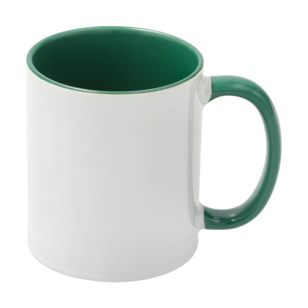 11oz mok wit met gekleurde binnenkant en gekleurde handvat (Donkergroen) (SPM.082.096.028)
