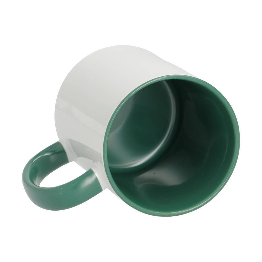 11oz mok wit met gekleurde binnenkant en gekleurde handvat (Donkergroen) (SPM.082.096.028)