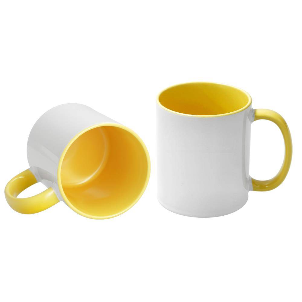 11oz mok wit met gekleurde binnenkant en gekleurde handvat (Geel) (SPM.082.096.024)
