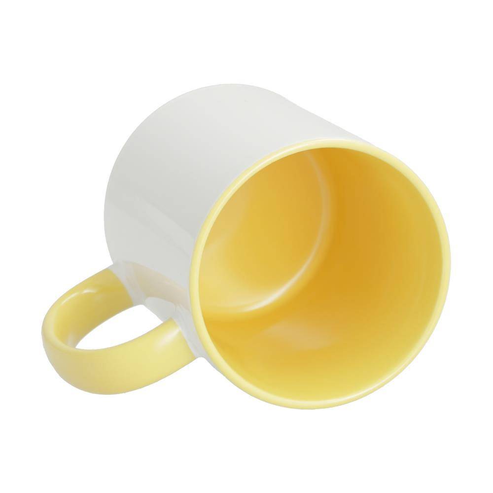 11oz mok wit met gekleurde binnenkant en gekleurde handvat (Geel) (SPM.082.096.024)