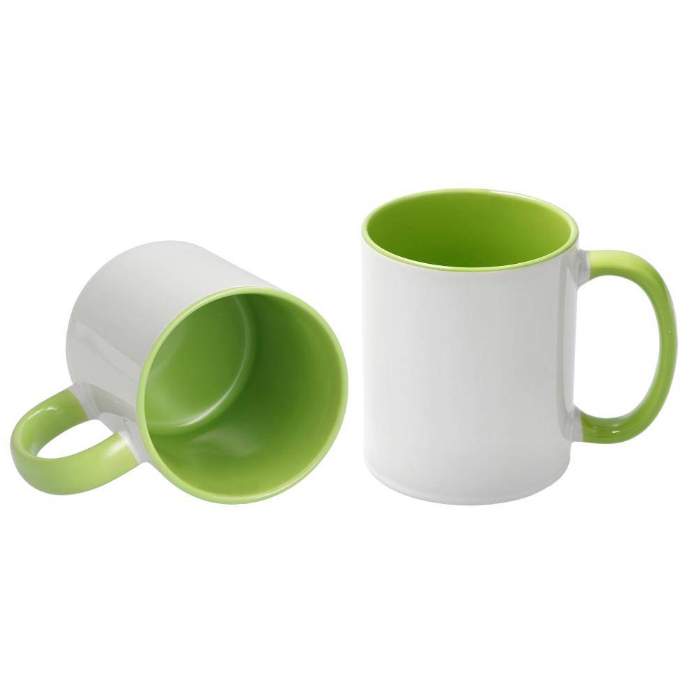11oz mok wit met gekleurde binnenkant en gekleurde handvat (Lichtgroen) (SPM.082.096.025)