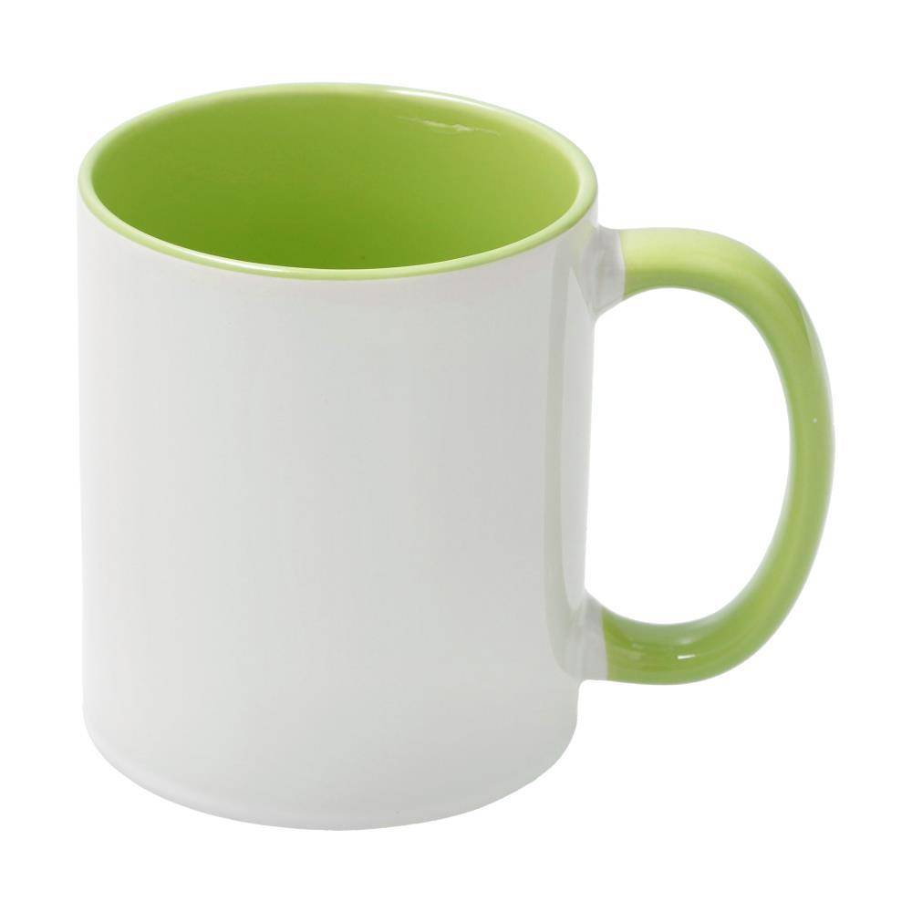 11oz mok wit met gekleurde binnenkant en gekleurde handvat (Lichtgroen) (SPM.082.096.025)