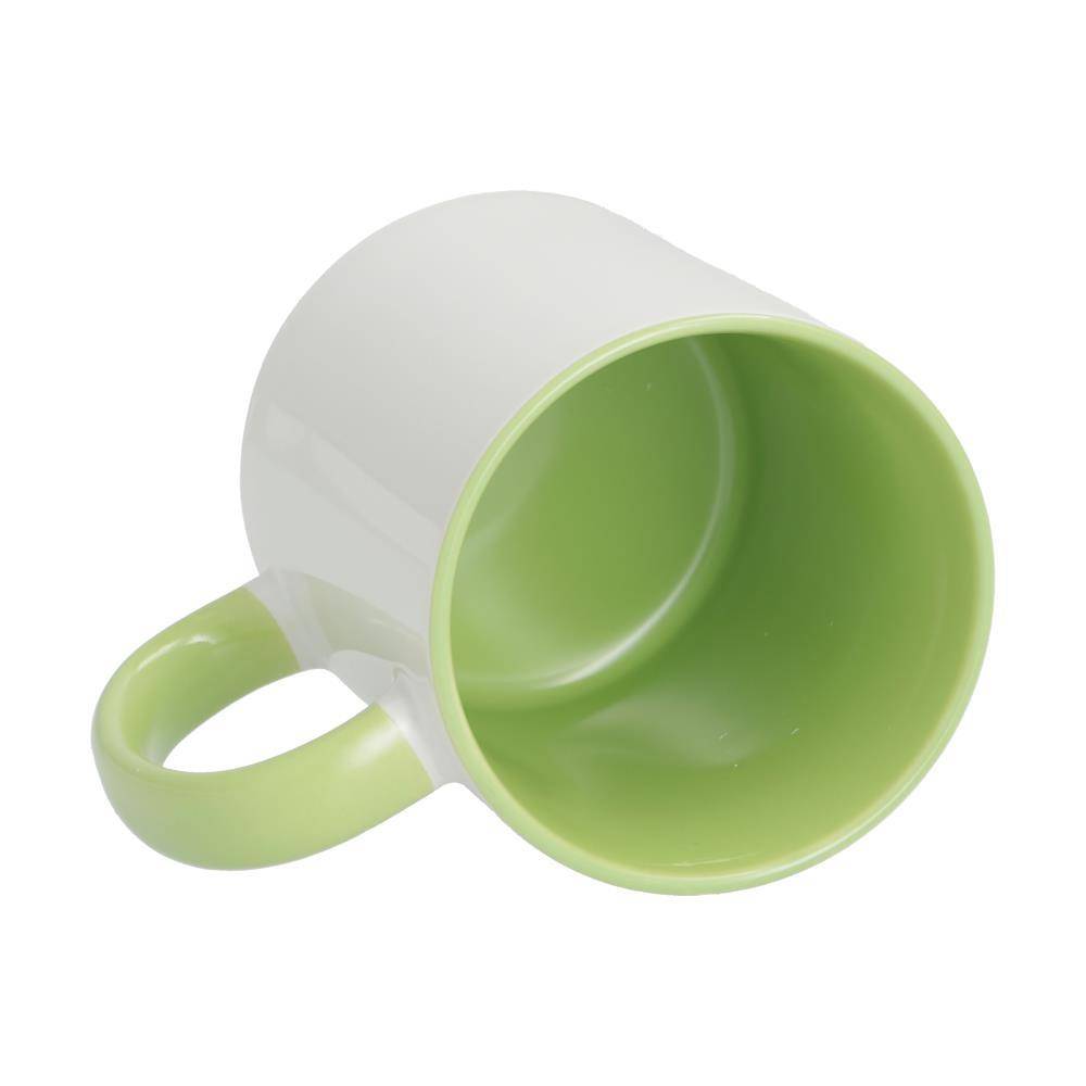 11oz mok wit met gekleurde binnenkant en gekleurde handvat (Lichtgroen) (SPM.082.096.025)