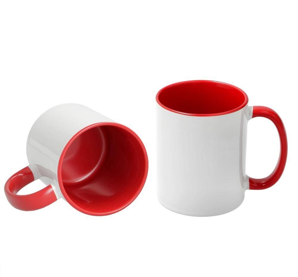 11oz mok wit met gekleurde binnenkant en gekleurde handvat (Rood) (SPM.082.096.020)