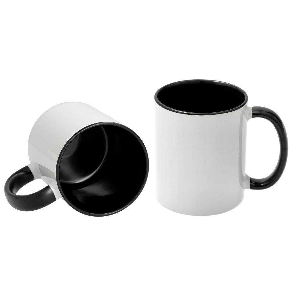11oz mok wit met gekleurde binnenkant en gekleurde handvat (Zwart) (SPM.082.096.021)