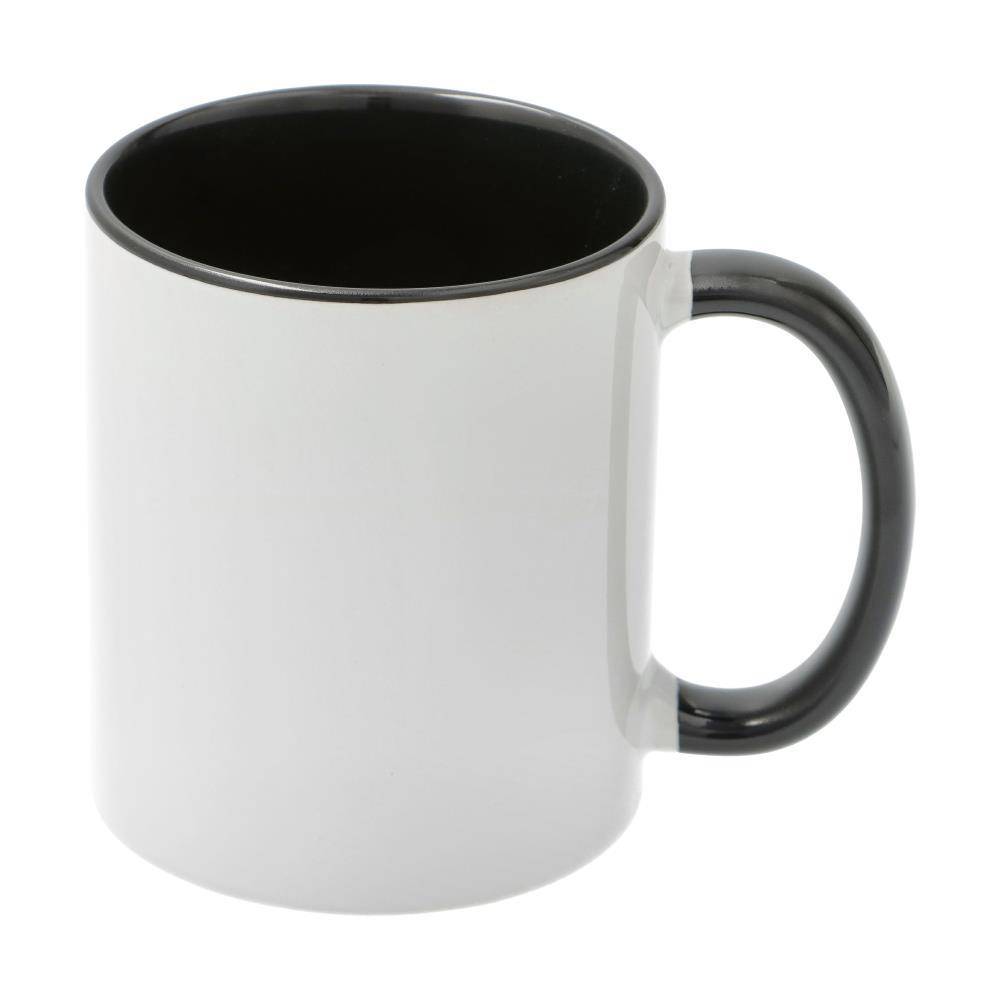 11oz mok wit met gekleurde binnenkant en gekleurde handvat (Zwart) (SPM.082.096.021)